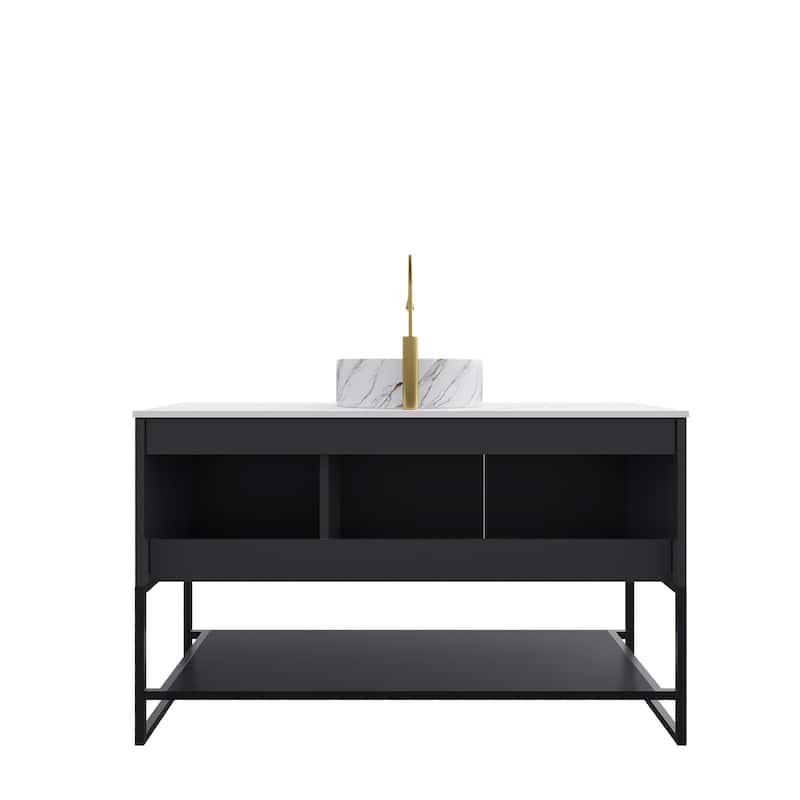 Freestanding Bathroom Vanity with Sink - Black,Carrara White,White