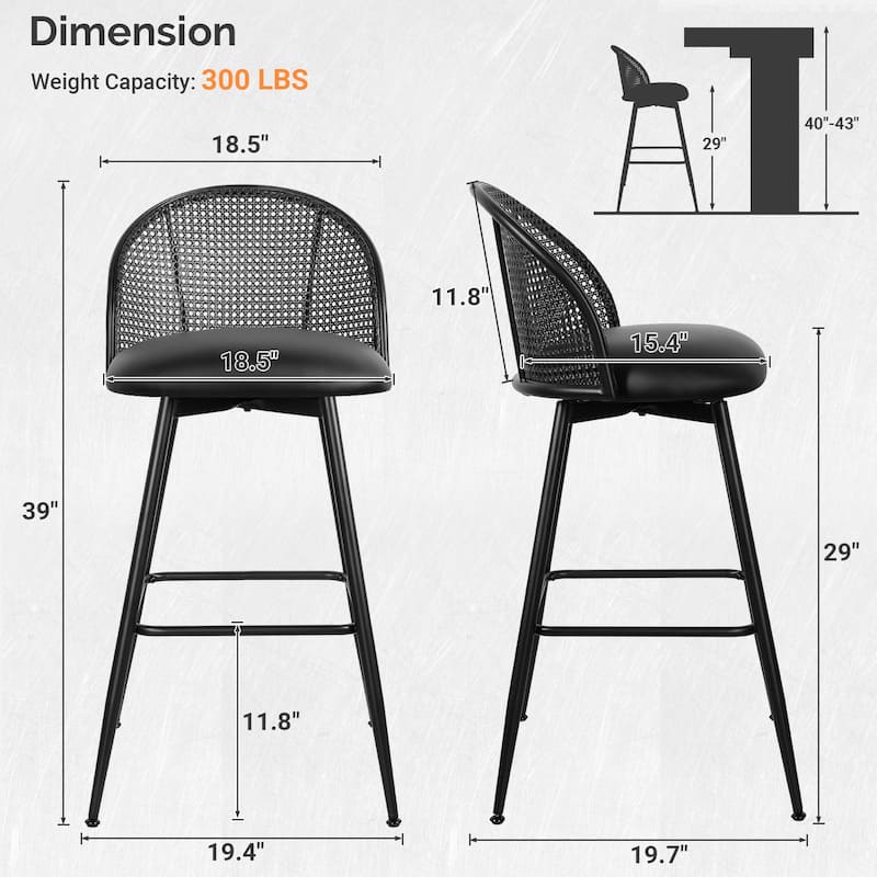 26"/29" Swivel Barstools Counter Height Bar Stool w/ Metal Legs
