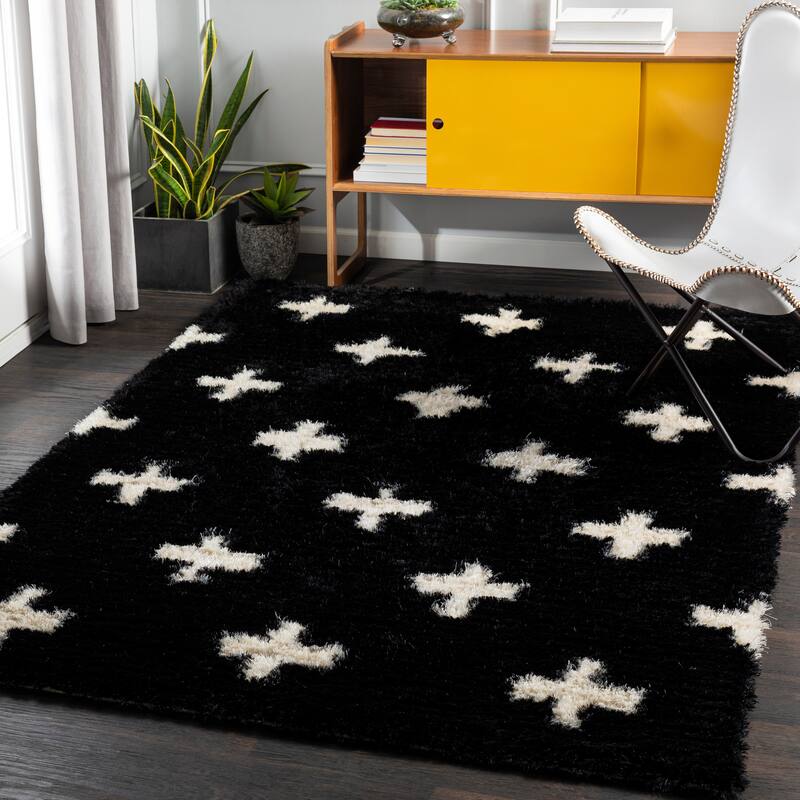 Artistic Weavers Madon Modern Shag Handmade Area Rug - Black - 8' x 10'
