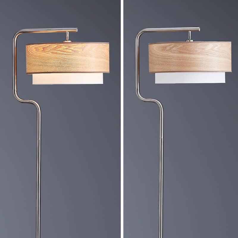 Aviate 63"H Metal Floor Lamp with Wood Shade