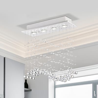Panarea Rain Drop 4-Light Flush Mount for Kitchen, Living/Dining Room, Office