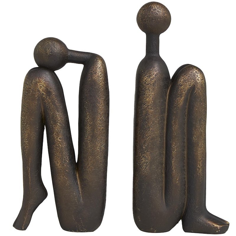 Polystone People Decorative Bookends - Set of 2 White or Bronze - Roche River Decor
