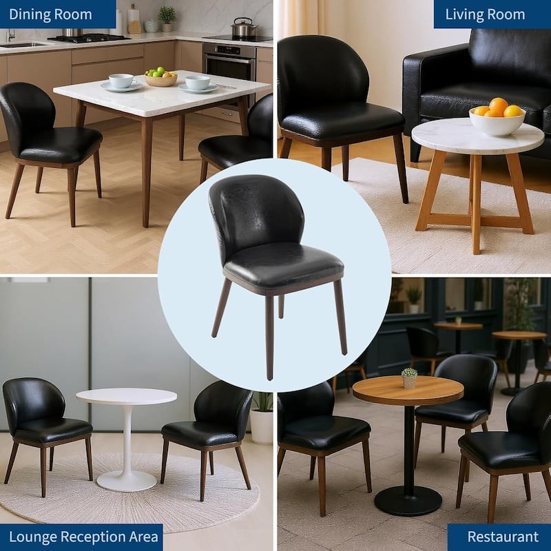Upholstered Dining Chairs Set of 2, Kitchen Chair with Wooden Legs,Fabric Comfortable Seat