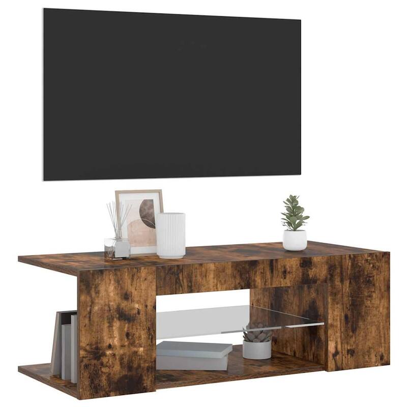 vidaXL TV Cabinet Smoked Oak Engineered Wood 35.4 x 15.4 x 11.8 in - 35.4 x 35.4 x 11.8 in
