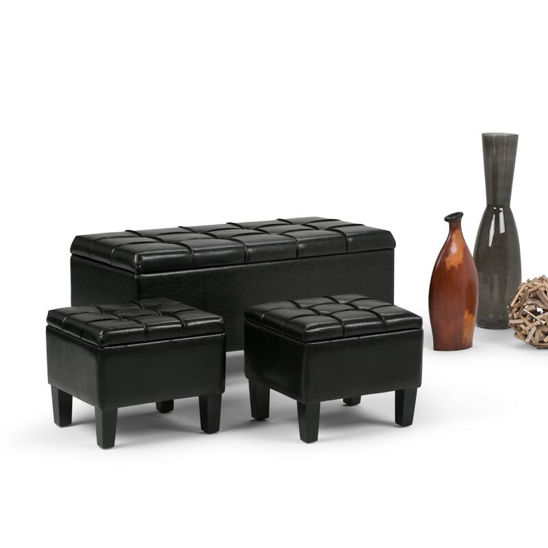 WYNDENHALL Lancaster 44 inch Wide Contemporary Rectangle Storage Ottoman - Midnight Black
