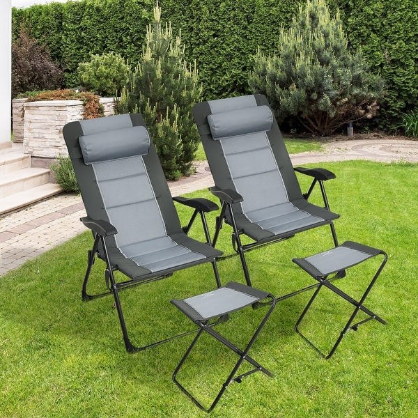 Costway patio folding back adjustable aluminum rattan chair lounger recliner garden 2025