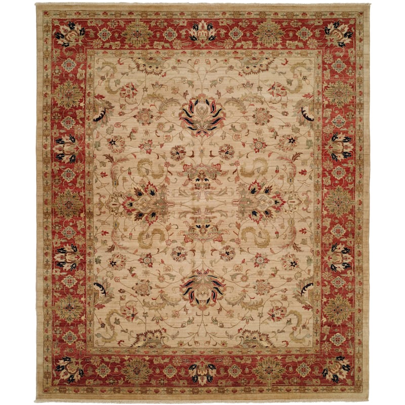 Traditional Beige Hand-Knotted Wool Area Rug - 2'6" x 12' - Beige