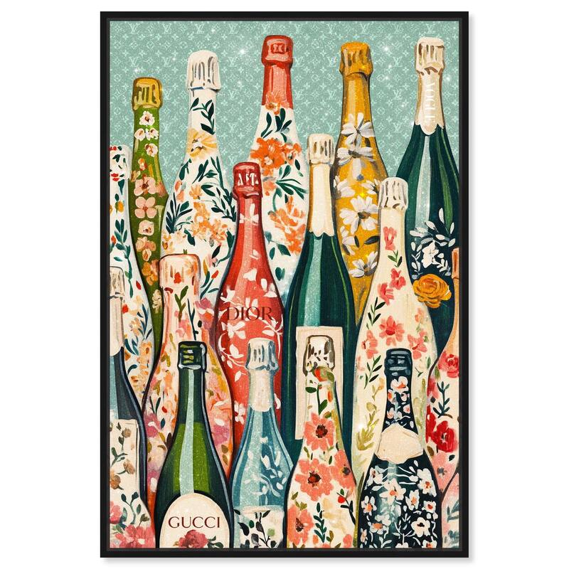 Floral Collection Bottles II Canvas by Art Remedy - Black - 36" x 54"