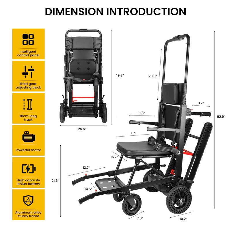 Electric Stair Climbing Dolly Electric Stair Climbing Hand Truck, Elevator Stairlifts Wheel Chair Max 441 lbs Capacity, Black