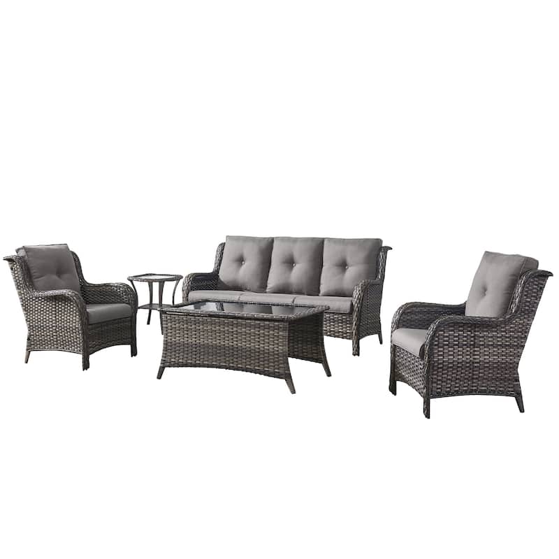Pocassy Outdoor Patio Sofa Chairs with Coffee Table