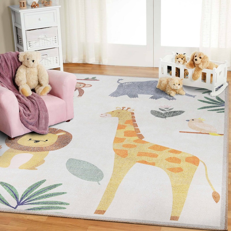 Superior Animal Safari Playroom Non-Slip Kids Indoor Area Rug