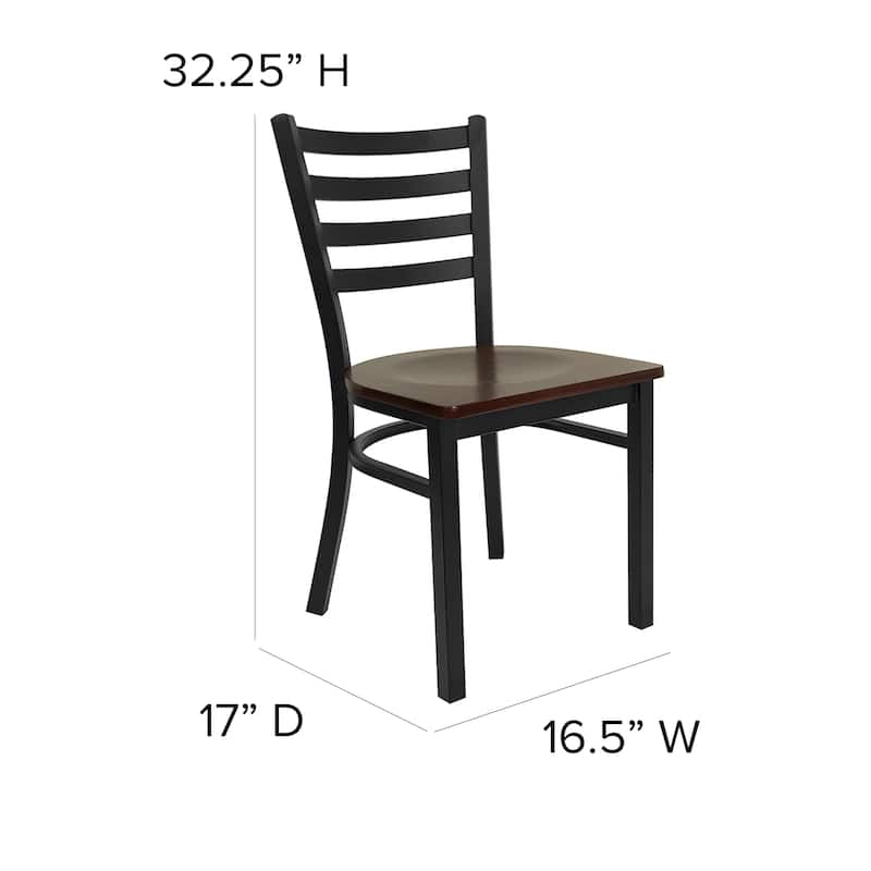 Ladder Back Metal Restaurant Chair - 16.5"W x 17"D x 32.25"H - 16.5"W x 17"D x 32.25"H