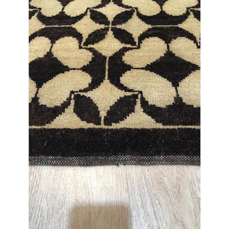 Black Handmade Wool Transitional Rug 10' x 14' - Hand Knotted Natural Dyes Soft Pile Cotton Foundation - N/A