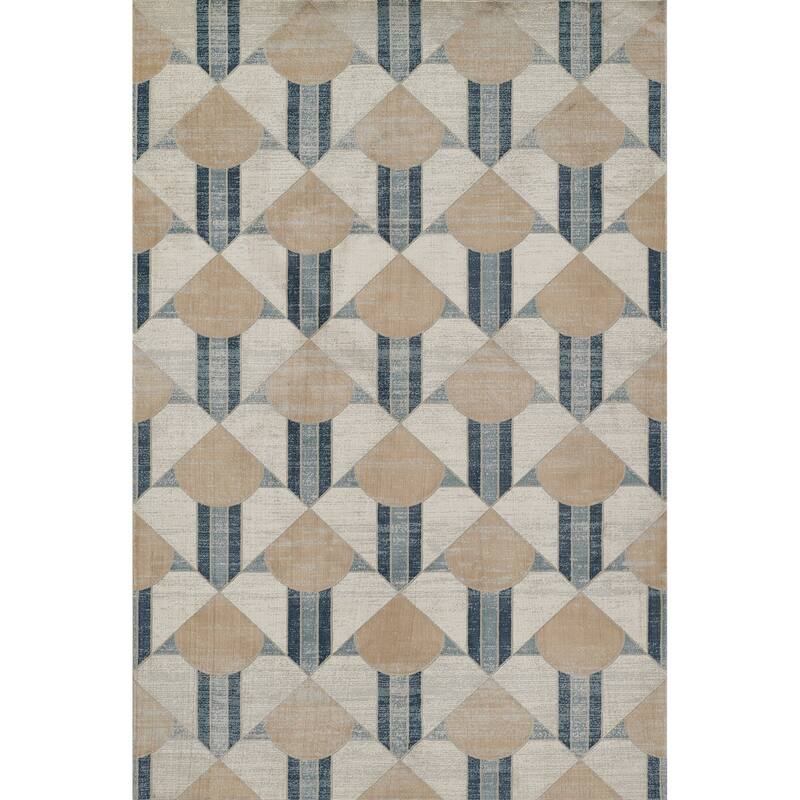 Momeni Edition Polyester Geometric Area Rug - 5' 1" x 7' 7" - Blue - Rectangle