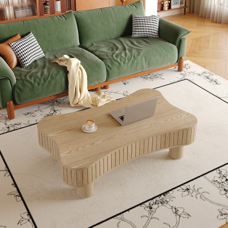 42" Modern Lift-Top Coffee Table – Fluted Design with Hidden Storage & Silent Hydraulic Mechanism‌