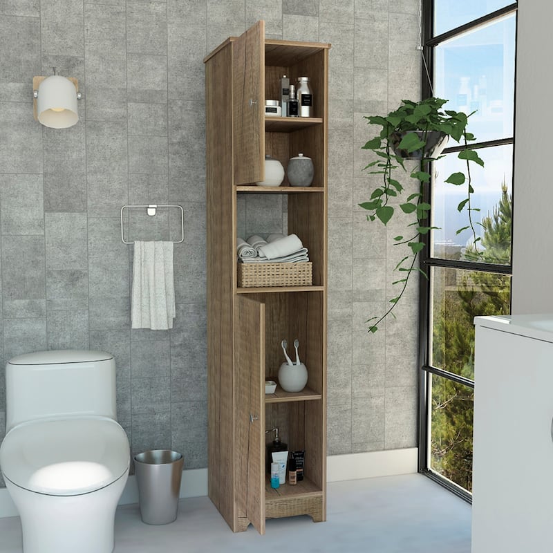 Ibis 14-inch Wide Linen Cabinet with Double Doors, 4 Interior Shelves, and 2 Cabinets