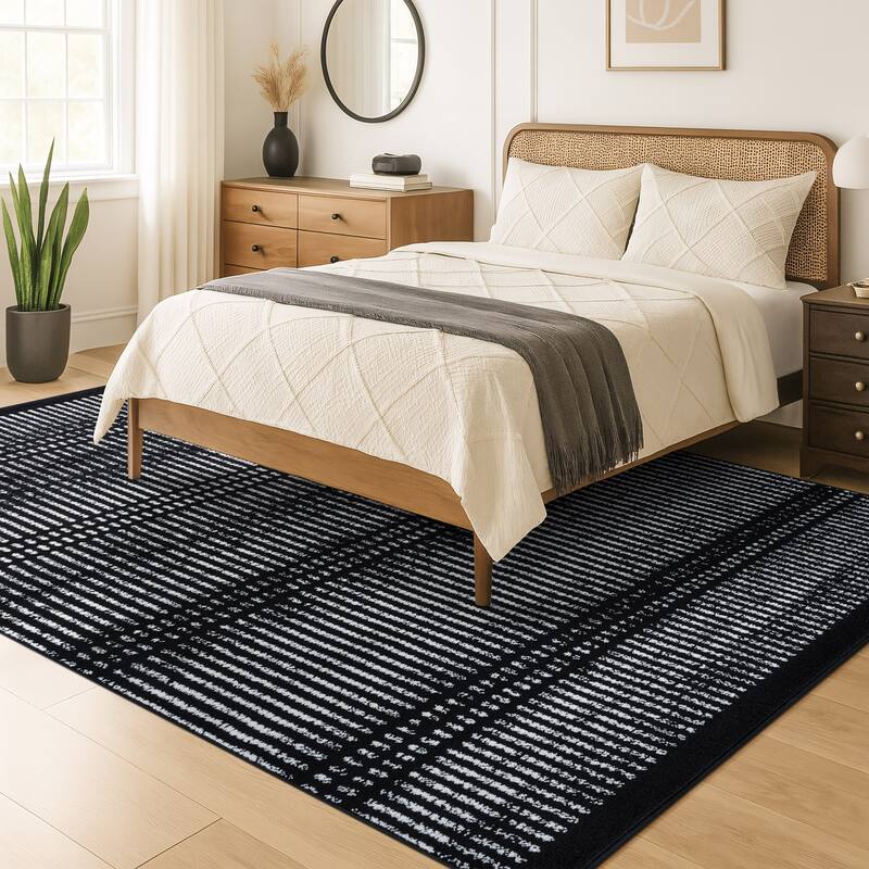 Contemporary Minimalistic Stripe LInes Area Rug