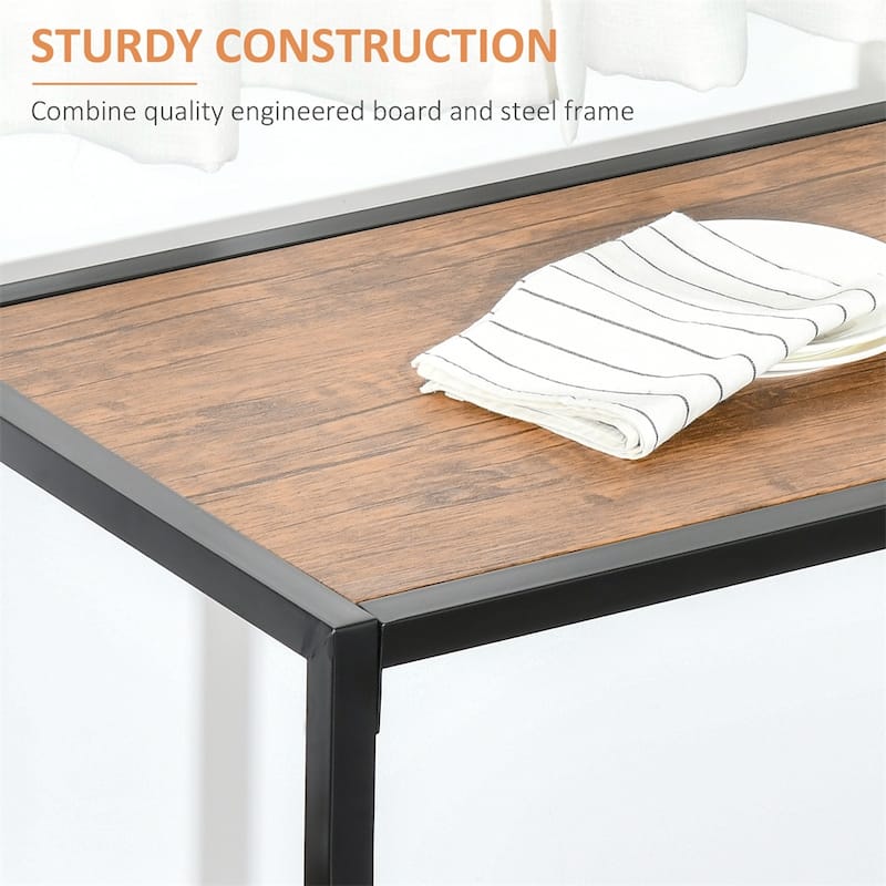 3-Piece Wood Industrial Dining Table Set with Steel Legs