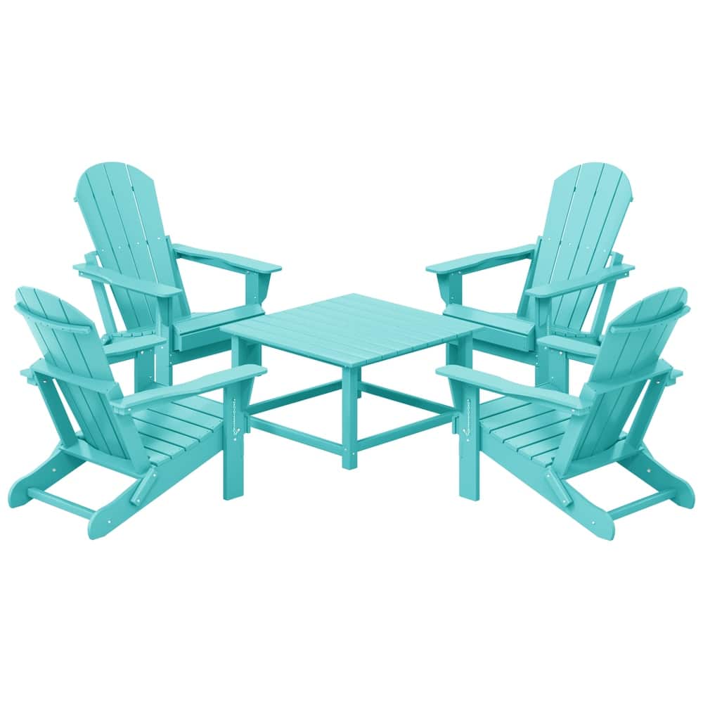 Laguna Outdoor 5-Piece Adirondack Chair With Square Coffee Table Conversation Set