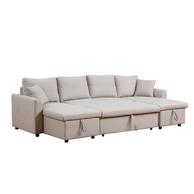 Fashionable U-Shape Pull-out Sleeper Sectional Sofa