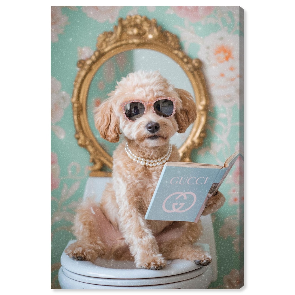 Goldendoodle Toilet Time Canvas by Art Remedy, Gallery Wrapped