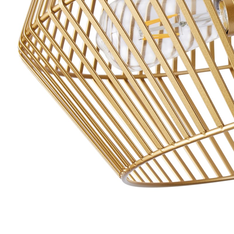 Vintage Gold 4-Light Geometric Flat Iron Lantern Pendant