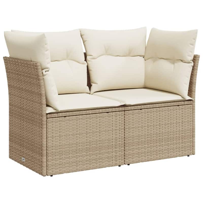 vidaXL Patio Sofa with Cushions Outdoor Seating Sectional Sofa Poly Rattan