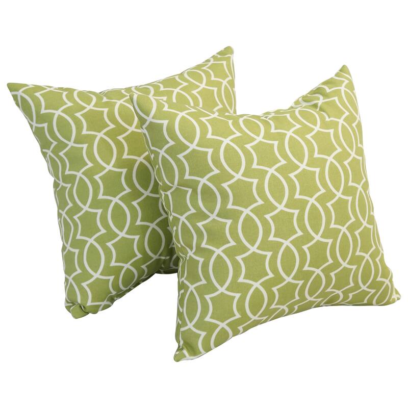 Blazing Needles 17-inch Square Polyester Outdoor Throw Pillows (Set of 2) - Titan Kiwi