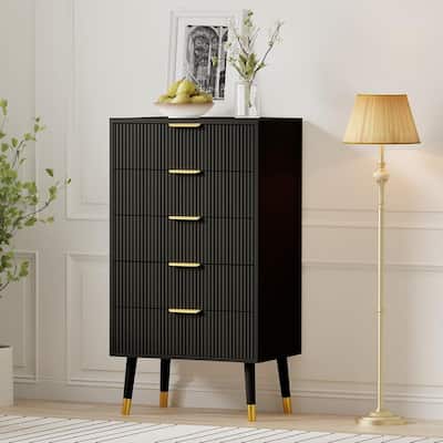 Modern 5 Drawer Dresser, Chest Cabinet Nightstand for Bedroom, Living Room