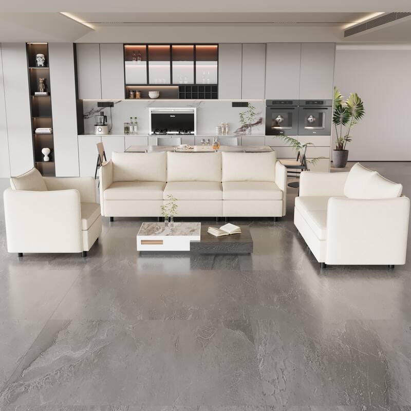 Modular Sectional Sofa with Storage and 3-Piece Configuration for Living Room
