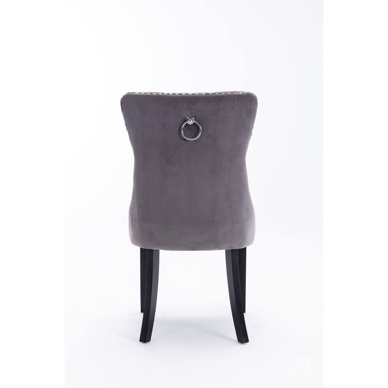 Tufted Solid Wood Velvet Dining Chair,2-Pcs Set