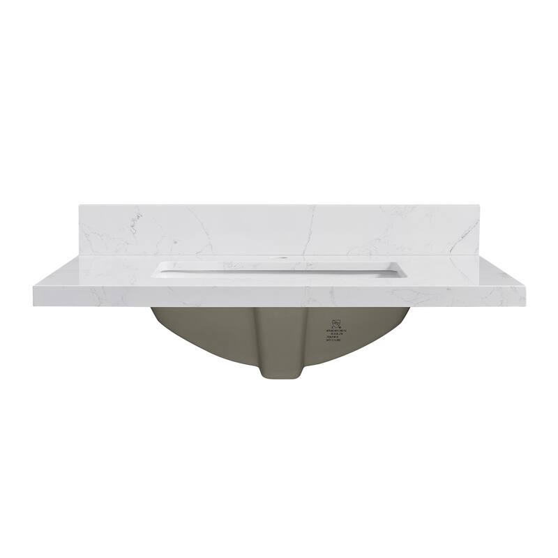 Malaga Composite Stone Vanity Top with White Rectangular Sink