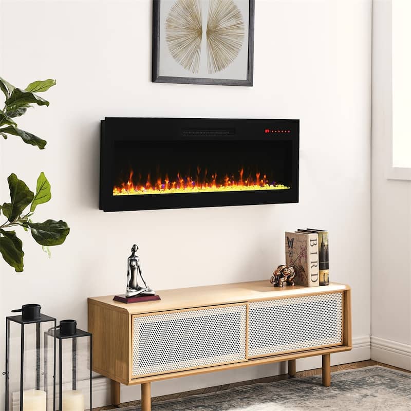 42" Recessed Ultra Thin Tempered Wall Mounted Electric Fireplace