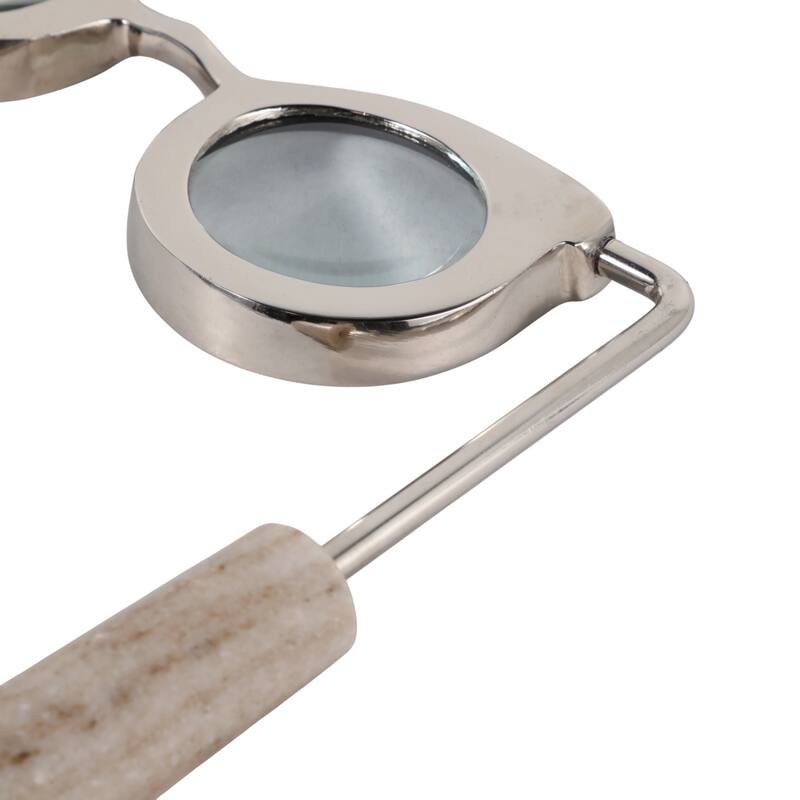 Eyeglass Magnifying Glass with Marble Handle Sculpture - 9"