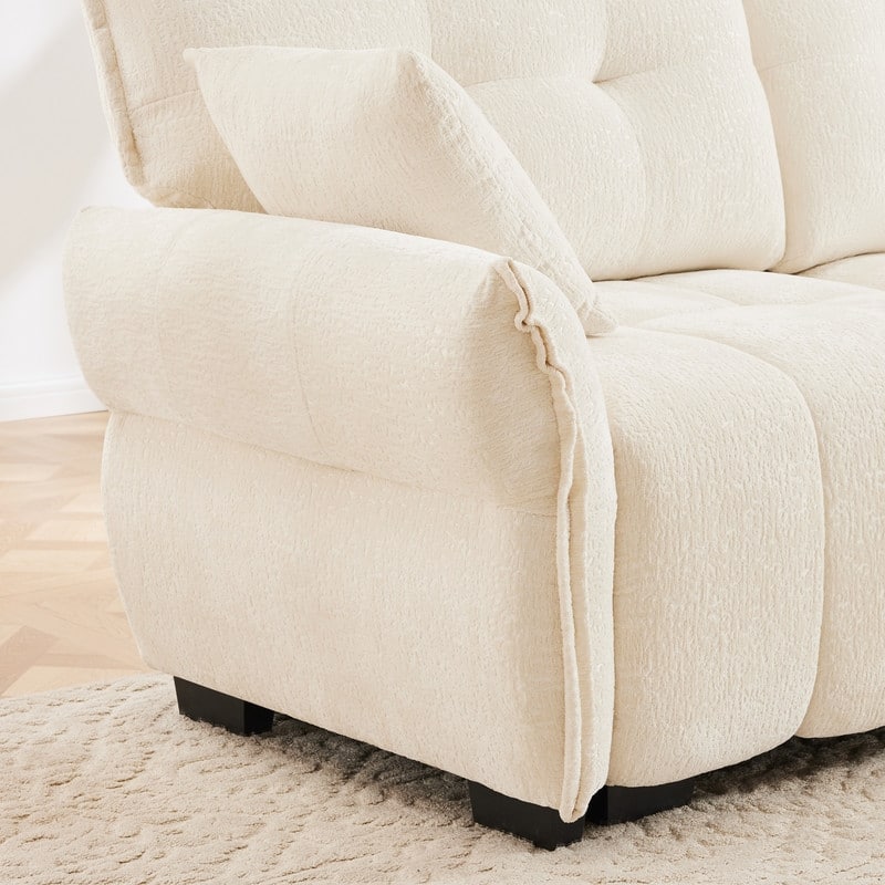 141.7" Chenille 4 Seater Upholstered Sofa with 2 Ottoman