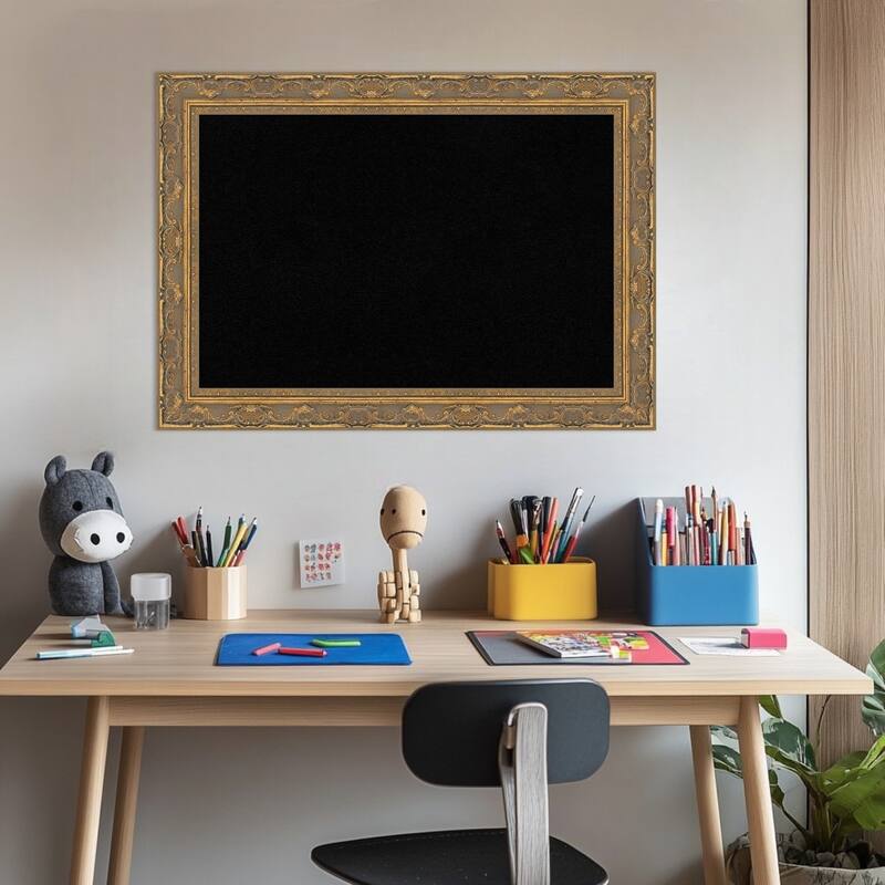 Filigree Gold Framed Cork Board - Bulletin Board, Organization Board, Pin Board