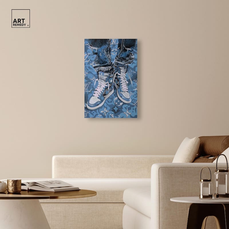 Blue Dreams Sneakers Canvas by Art Remedy, Gallery Wrapped