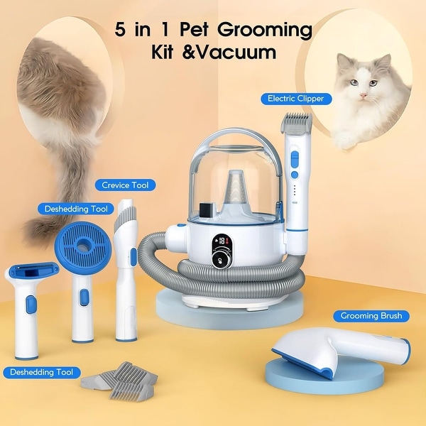 Dog Hair Vacuum & Dog Grooming Kit 5 in-1 Pet Grooming - Bed Bath