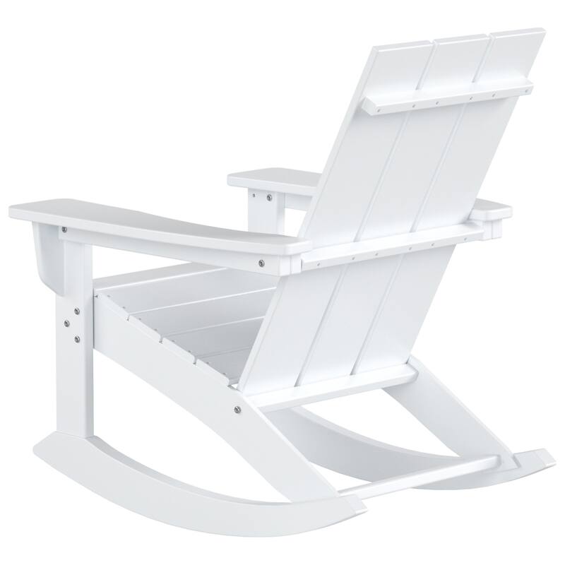 Shoreside Modern Eco-Friendly All Weather Poly Adirondack Rocking Chairs with Side Table (3-Piece Set)