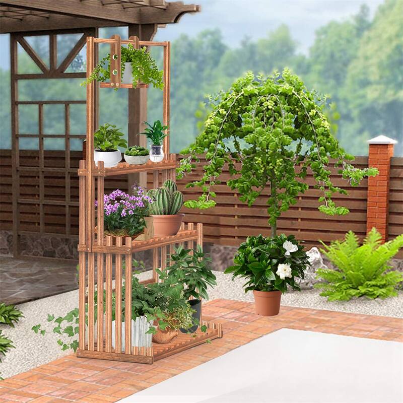 3 Tier Wooden Flower Stand for Multiple Flower Planter Holder Tall Large Rack for Living Room Garden Balcony