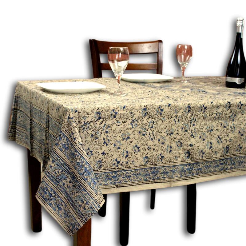 Block Print Floral Paisley Elephant Tablecloth Rectangle