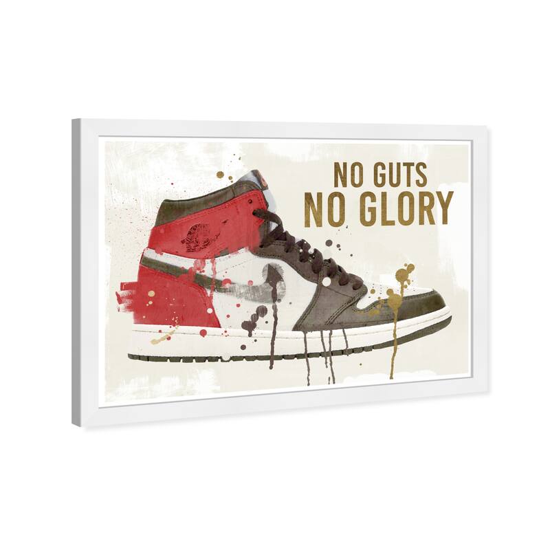 Wynwood Studio Prints Sports and Teams No Glory Sneaker White and Cream White Modern & Contemporary Wall Art Canvas Print