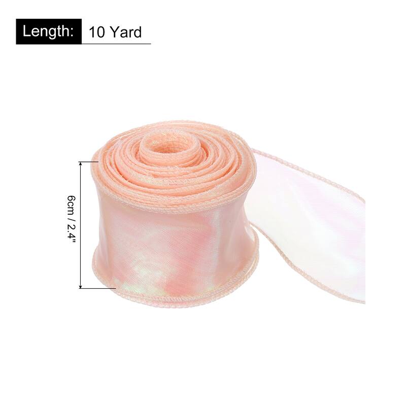 1.5 Inch 10 Yard Sheer Organza Ribbon Shimmer Chiffon Tulle Ribbons - Light Pink - 2 3/8" x 10 Yard
