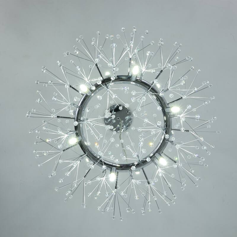 12/20-Light Modern Glam Crystal Sputnik Sphere Chandelier, Bulbs Included