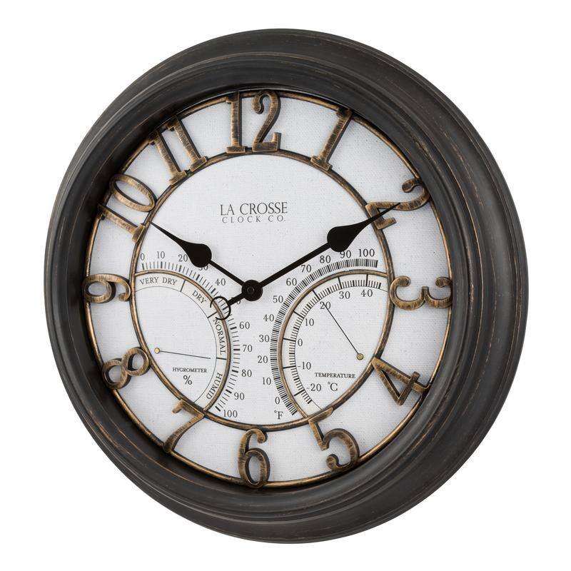 La Crosse 404-4450 19.7" IN/OUT Silent Sweeping Courtyard Quartz Clock