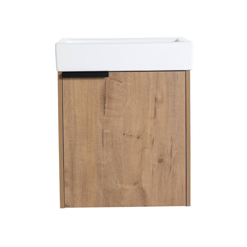 Wall-Mounted Bathroom Vanity with Ceramic Top and Basin