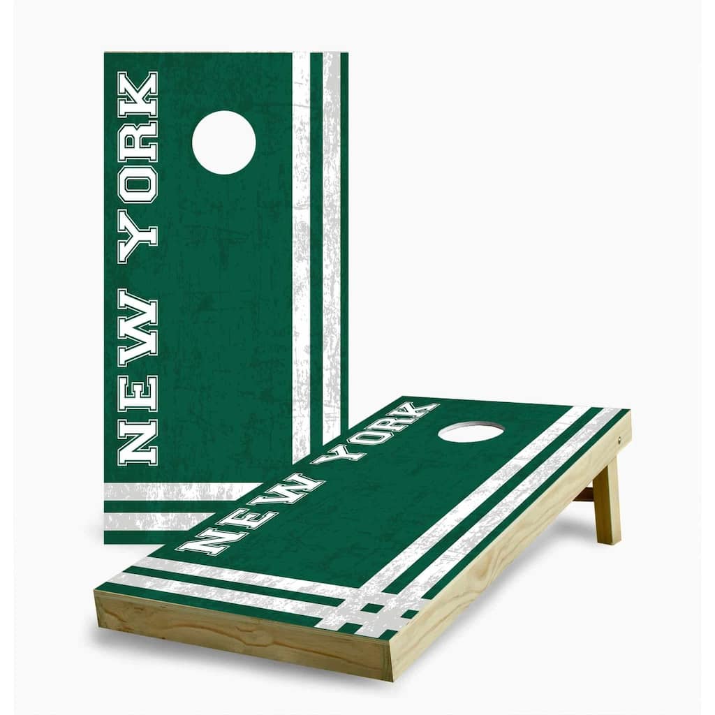 New York Jets Multi Stripe Cornhole Game (Choose Wraps or Boards)