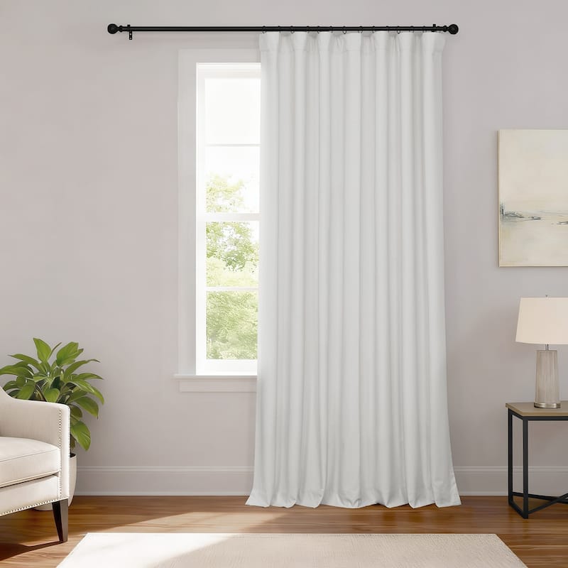 Exclusive Fabrics Extra Wide Performance Linen Blackout Curtains (1 Panel) Thermal Insulated Window Curtains - 100 X 84 - Off White