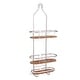 preview thumbnail 3 of 14, Utopia Alley Tia Rustproof Teak Overhead Shower Caddy with 3 Shelves, Hanging Shower Head Organizer, Black & Chrome Finish