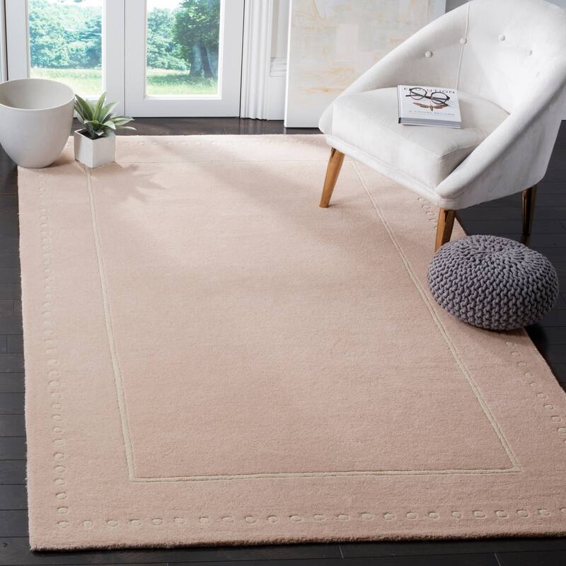 SAFAVIEH Handmade Bella Alverta Dotted Border Wool Rug - 8' x 10' - Light Pink/Ivory